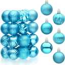JOIEDOMI 24 Pcs Baby Blue Christmas Balls Ornaments Set, 1.6" Small Shatterproof Christmas Tree Decorations, Xmas Hanging Decor for Tree Wreath Garland Holiday Wedding Party Indoor Decor