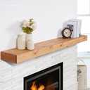 TECANA Fireplace Mantel Shelves 66inch | Solid Wood Floating Mantel Shelf - Rustic Farmhouse Wall Shelf with Invisible Brackets & Heavy Duty 100lbs Capacity