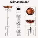 DREAMSOUL 38 Inch Tall Bird Bath with Stake, Vintage Copper Bird Bath for Outside Metal Freestanding Birdbath for Garden Yard Patio