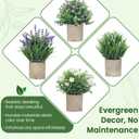 4 Pack Small Fake Plants, Artificial Eucalyptus Leaves with Flowers, Lavender & Daisy with Gray Paper Pulp Pots, Small Faux Potted Plant with Flowers for Home Decor, Indoor&Outdoor Decoration