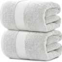 White Classic Luxury Soft Bath Sheet Towels - 650 GSM Cotton Luxury Bath Towels Extra Large 35x70 | Highly Absorbent and Quick Dry | Hotel Collection Extra Large Bath Towels Oversized, Silver, 2 Pack