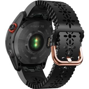 Abanen Lace Silicone Watch Bands for Garmin Fenix 8 43mm / epix Pro 42mm / Fenix 7S / 6S /5S, Quick Fit 20 Soft Silicone Sport Hollowed-out Slim Wrist Strap for Instinct 2S / Instinct E 40mm (Black) Abanen Lace Silicone Watch Bands for Garmin Fenix 8 43mm / epix Pro 42mm / Fenix 7S / 6S /5S, Quick Fit 20 Soft Silicone Sport Hollowed-out Slim Wrist Strap for Instinct 2S / Instinct E 40mm (Black)