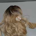 HAIRCUBE Long Wig with Bangs Synthetic Wavy Wigs for Women Blonde with Highlights Color