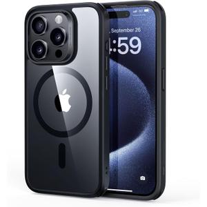 ESR for iPhone 15 Pro Max Case, Compatible with MagSafe, Shockproof Military-Grade Protection, Scratch-Resistant Back, Magnetic Phone Case for iPhone 15 Pro Max, Classic Hybrid Case, Clear Black