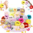 OMyFav 24 PCs Party Favors Keychains - Plush Backpack Keychain Bulk Kids Keychain Cute for Birthday Party Favors for Kids 8-12 Back to School Gifts for Students Classroom Prizes Elementary