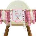 Silly Goose ONE High Chair Banner Pink Gingham Yarn Tassel Garland for One Silly Gosse Theme Girl Sweet One First Birthday Decorations