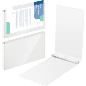 2 Pcs 11 x 17 Inch View Binders with Cover Pocket, 1 Inch, White