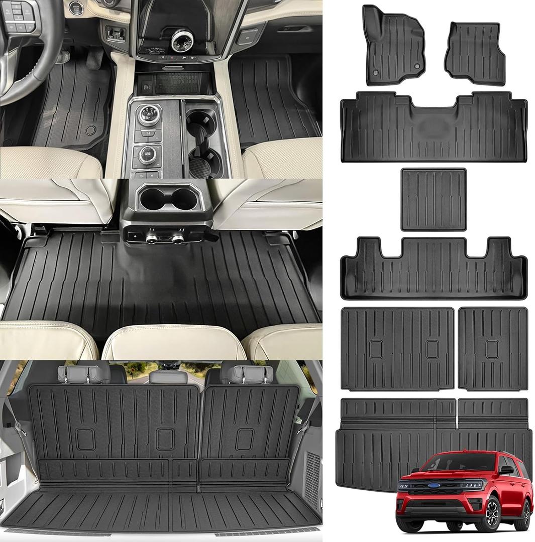 Cargo Mats & Floor Liner for 2018-2024 Ford Expedition 7 Seats(Not for Max or L Models), Rear Seat Back Floor Trunk Liners for 18-24 Expedition 2 Row Bucket Seat