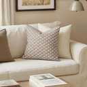 MIULEE Set of 2 Decorative Floral Pillow Covers Neutral Vintage Throw Pillows Block Print Boho Farmhouse Cushion Covers for Modern Spring Home Decor Couch Sofa Bed Living Room, 24x24 Inch, Light Taupe