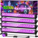 4 Pack 42W LED Black Light Bar, Blacklight Flood Light with 6ft Cord+Plug+Switch, Light Up 24x24ftx4 Area, for Halloween Glow Party Bedroom Game Room Body Paint Stage