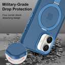 tharlet Magnetic Ring for iPhone 16 Plus Case, [Military Grade Drop Tested][Compatible with MagSafe][Built in Kickstand] Translucent Slim Back Soft Edge Anti-Fingerprint, Blue