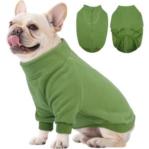 BRKURLEG Dog Sweater Warm Soft Fleece Dogs Sweaters, Turtleneck Sweatshirt for Small Medium Large Dogs, Dog Winter Coat, Christmas Pet Jacket with Zipper Cold Weather Coat (Green, S)