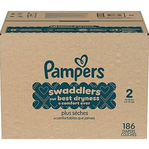 Pampers Diapers Size 2, 186 Count - Swaddlers Disposable Baby Diapers
