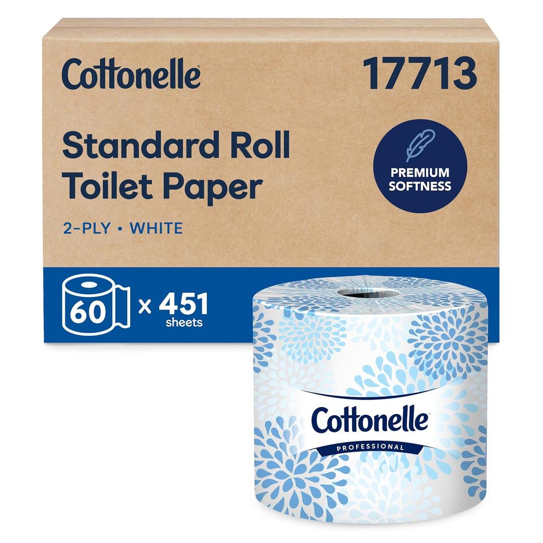 Cottonelle Professional Standard Roll Bulk Toilet Paper (17713), 2-Ply, White (60 Rolls of 451 Sheets, 27,060 Sheet Total)