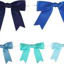Meseey 50 Pcs Dusty Blue Assorted Satin Ribbon Premade Bows with Twist Tie 3.5 Inch Pretied Bows for Treat Bags Gift Wrapping Basket Wedding Baby Shower Brithday Christmas Party (3.5Blue Assorted)