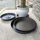 2 Pack of 25 26 inch Plant Saucer Round, 4.2" Depth Tray, Large Plant Saucers 24" 26" for Pots, Heavy Duty Plastic Flower Plant Water Trays for Indoors Outdoor, Plant Drip Trays (Black)
