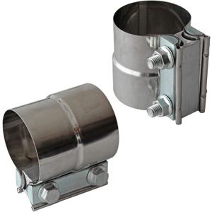 Exhaust Clamps Band Clamp 2.5" Lap Joint - Stainless Steel Lap Joint Exhaust Band Clamp with 1 Block 2Pcs for 2.5" Od to 2.5" Id Exhaust Pipe, Muffler, Elbow and Exhaust Tubing Connection(2 Pack)