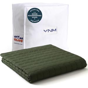 YnM Exclusive 40 lbs Weighted Blanket, Extra Heavy Cotton Bed Blanket for Two Persons, Ideal for Queen or King Bed (88x104 Inches, 40 Pounds, Army Green)