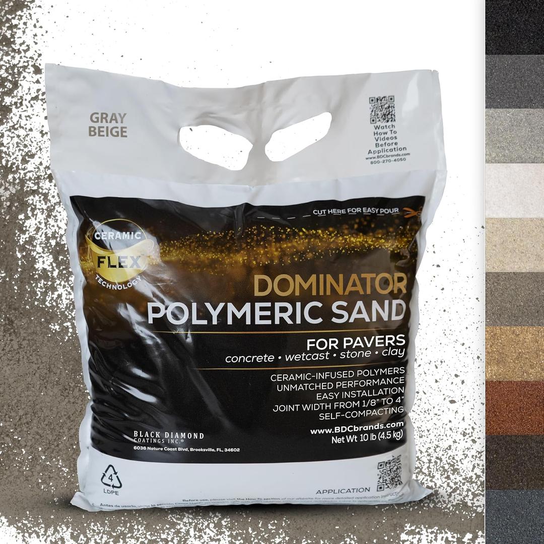 10 Pound Gray Beige DOMINATOR Polymeric Sand with Revolutionary Ceramic Flex Technology for Stabilizing Paver Joints/Gaps, 1/8 up to 4, Professional Grade Results