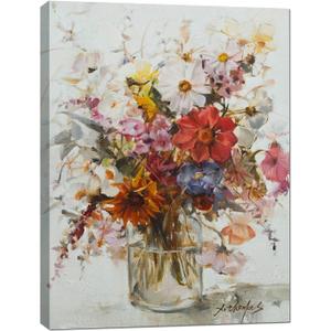 JZLDZS Colorful Daisy Flower Wall Art Farmhouse Wall Decor for Bathroom Bedroom Living Room, Ready to Hang 12x16 Inch Floral Canvas Print Pictures
