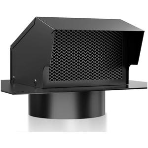 Athradies 8 Inch Roof Vent Cap, Removable Roof Exhaust Vent with Damper for Ventilation System, Durable Stainless Steel Vent Cover for Houses Kitchen Bathroom, Rainproof and Snowproof, Black