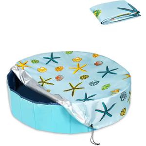 Foldable Round Dog Swimming Pool Cover, for 32 "/63/48 Collapsible Outdoor Tub, PVC Coating Waterproof and UV Protection, Leakproof Washable Kiddie Pet Small Paddling Bath Accessories