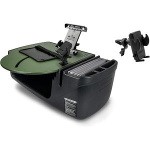 AutoExec Roadmaster Car Desk and Portable Workstation with Phone Mount, Tablet Mount and Phone Vent Clip, Army Green