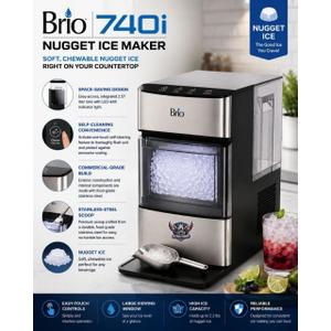 Brio 740i Nugget Ice Maker Countertop Self-Cleaning Stainless Steel