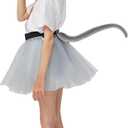 Spooktacular Creations Halloween Gray Mouse Donkey Cow Costume Set Animal Ears Headband Tail Costume Accessory for Kids Adult