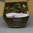 Lyrow 8 Pcs Christmas Candle Rings Wreath Xmas Kitchen Cabinet Mini Wreath Artificial Berries Snowy Pine Candle Ring Holder for Christmas Chandelier Home Table Centerpiece Indoor Decor