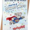6 x Fathers Day Cards Gift for Dad, Super Dad Card for Dad Daddy, Father's Day Card Gifts from Son Daughter kids, Dads Day Gifts, Fathers Day Card