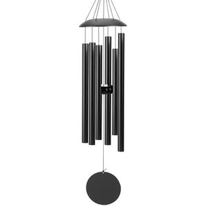 28" Wind Chimes for Outside with Clear & Crisp Sound, Coolest Metal Windchimes Outdoors with Pine Wood Striker, Unique Gift for Mom, Garden Decoration(Black)