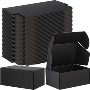 Ireer 50 Pack 6 x 4 x 3 Inch Black Shipping Boxes Bulk Small Corrugated Cardboard Mailer Boxes for Small Business Jewelry Ornament Gifts Wrapping Mailing Packing Shipping Packaging