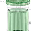 2 Pack Qtip Holder - Apothecary Jars with Lids, Bathroom Organizers and Storage Canister for Cotton Balls,Swabs,Floss Picks,Hair Ties,Clear Glass Vintage Bathroom Decor Jar Set (Green)
