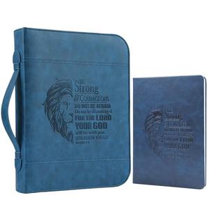 Faithful Hers Bible Covers for Men 2pcs Bible Case Set with Notebook PU Leather Church Bag Bible Study Book Case with Handle Lightweight Carrying Bags Christmas Gift