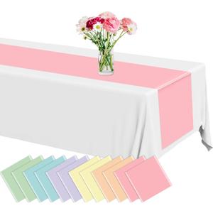 12 Pack Pastel Rainbow Plastic Table Runners 14 x 108in Pastel Long Wedding Table Runner Disposable Tables Runners for Dinner Banquet Tables Decor Ice Cream Party Wedding Birthday Party Decor