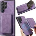 Detachable Magnetic Wallet Case for Samsung Galaxy S25 Ultra with Card Holder, Slim PU Leather Shockproof Cover with Card Slots for Galaxy S25 Ultra [2 in 1] KC Purple