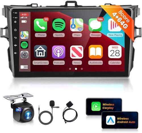 Podofo 8Core 4G 64G for Toyota Corolla 2009-2013 Car Radio Stereo with 9 inch 1280x720P IPS Touchscreen Wireless CarPlay Android Auto DSP/46 EQ Bluetooth 5.0 FM WiFi Backup Camera 59 UIs MirrorLink