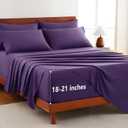 CozyLux Extra Deep Pocket King Size Sheets Set - 6 Piece King Sheets - Luxury Sheet King Size Fits Up to 21 inches Mattresses, Breathable King Sheet Set & Pillowcases - Easy & Secure Fit, Purple
