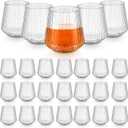 Denylo pro 25 Pcs 14 OZ Plastic Ribbed Wine Glasses Disposable Clear Wine Glasses Recyclable Shatterproof Reusable Plastic Cups for Party Home Bars Wedding Tasting Favors