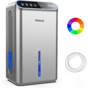 Dehumidifiers for Home (85 OZ Water Tank, 800 sq.ft) Quiet Small Dehumidifier for Basement Bedroom Bathroom with Drain Hose, 3 Gear Timer, Sleep Mode, Auto Shut Off, 7 Color Ambient Light