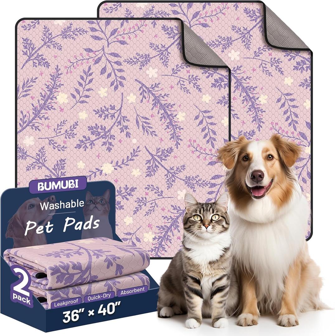 Washable Dog Pee Pads - Absorbent Reusable Puppy Training Pads, Waterproof Leak - Proof & Non - Slip for Crate Whelping Potty Training 36x41 (Pack of 2)
