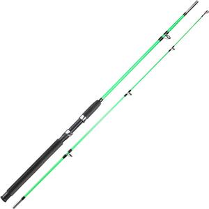 Sougayilang Fishing Rod, 2-Piece Composite Graphite & Glass Blanks Saltwater Trolling Rod Offshore Surf Fishing Pole with Stainless Steel Line Guides for Catfish, Salmon Glass Fiber Spinning Rod (210cm/6.9ft, Green)