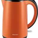 Secura Original Stainless Steel Double Wall Electric Water Kettle 1.8 Quart with Auto Shut-Off & Boil-Dry Protection, Orange SWK-1701DO/HB-3227B