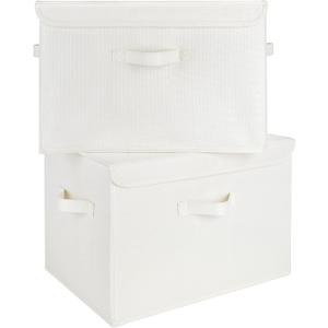 GRANNY SAYS Storage Boxes with Lids, Large Storage Bins with Lids, Decorative Box, Storage Baskets for Shelves, Clothes Storage and Organization, Toy Storage, Linen Closet Storage, 2-Pack (Extra Large-2 Pack, Ivory White)