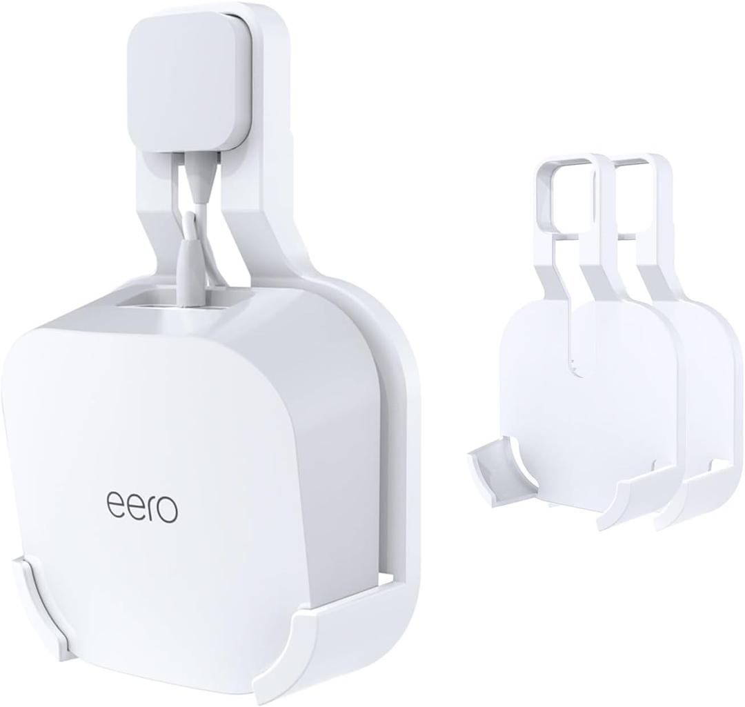 Outlet Wall Mount for eero 7, No-Drill Plug Adapter with Hidden Cable Management, Space-Saving for Dual-Band Mesh System (2 Pack)