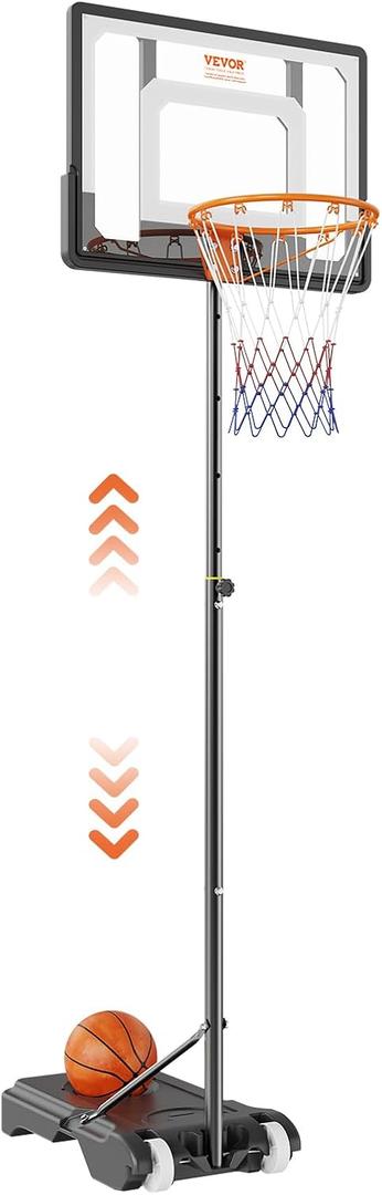 VEVOR Basketball Hoop, 28 32 44 48 54 Inchs PC Backboard, Height Adjustable, Basketball Portable Hoop & Goal, Regulation Basketball Hoop Outdoor, Teens, Adults, Basketball Court, Schools, Parks