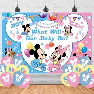 Gender Reveal Birthday Party Supplies Backdrop 5x3 Happy Birthday Background Photography Gender Reveal Party Decorations Banner Photo Booth Props