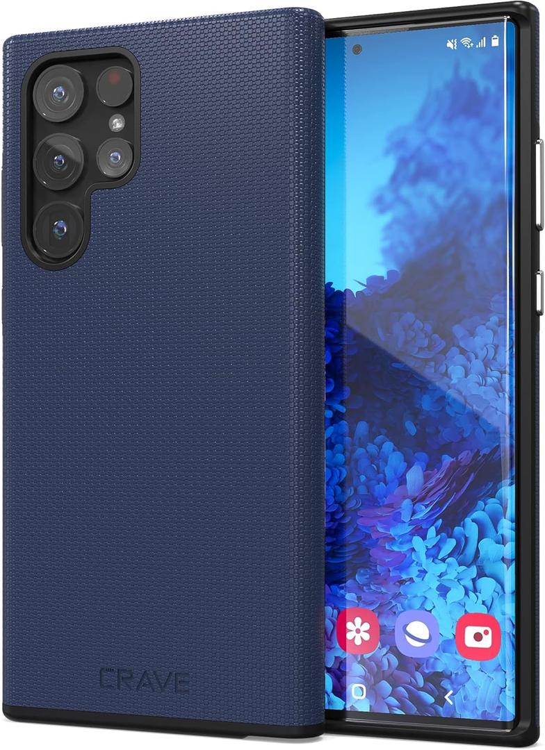 Crave Galaxy S22 Ultra Case, Shockproof Protection Dual Layer Case for Samsung Galaxy S22 Ultra 5G (6.8 inch) - Navy