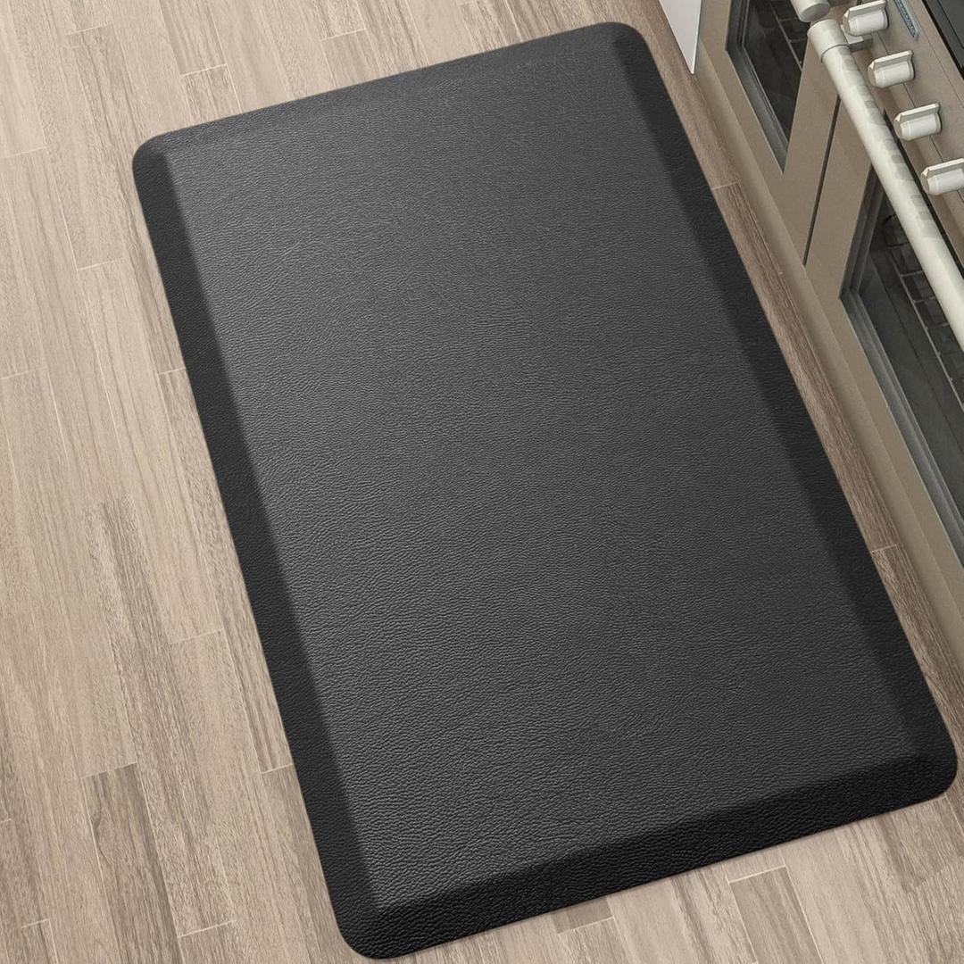 More Dcor Anti Fatigue Kitchen Floor Mat, Standing Desk Mat, Non Slip, Waterproof - Rug Size 17.3" x 28" 0.47" Thickness - Black